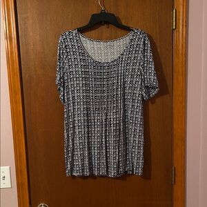 Blue and White Patterned Women's Top